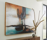 Warmstead Furniture - Ashley Furniture - Brunonia Wall Decor - Wall Art / Teal/Orange/Black - A8000337
